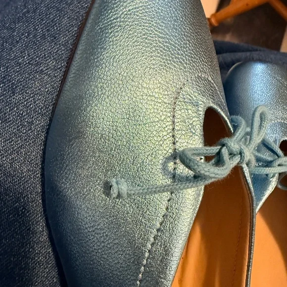 Maguire Metallic Blue Leather Ballet Flats - Picture 7 of 8